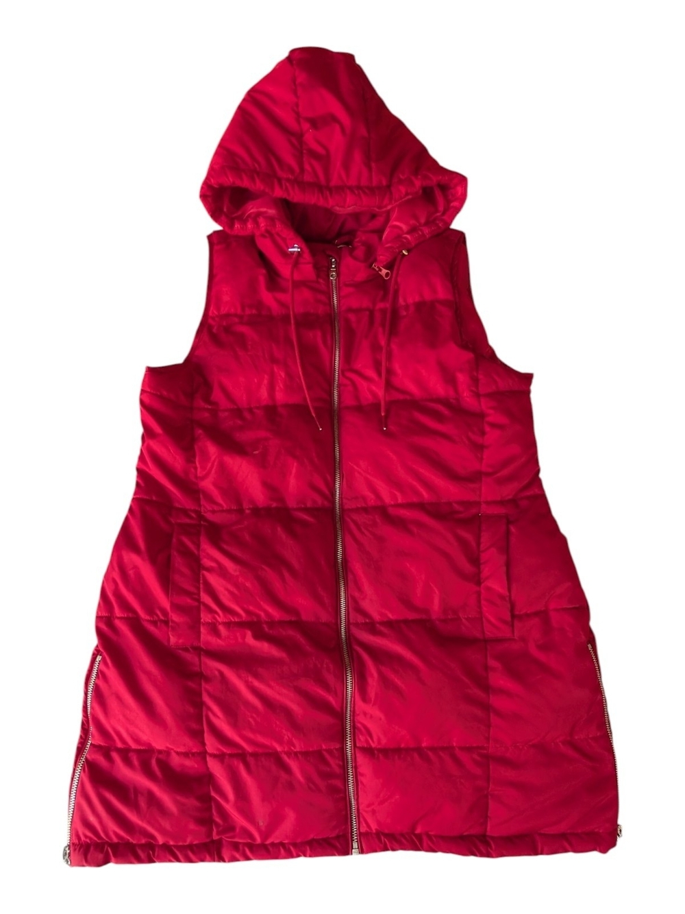 Maurice's Hooded Sleeveless Red Vest Women Size Large
